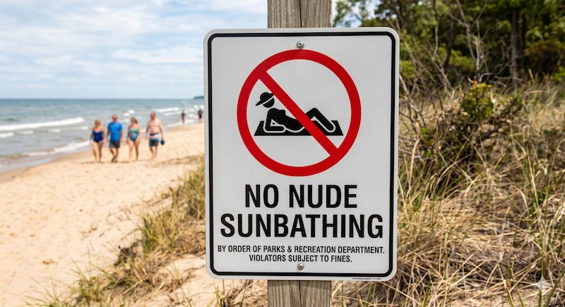 A no nude sunbathing sign